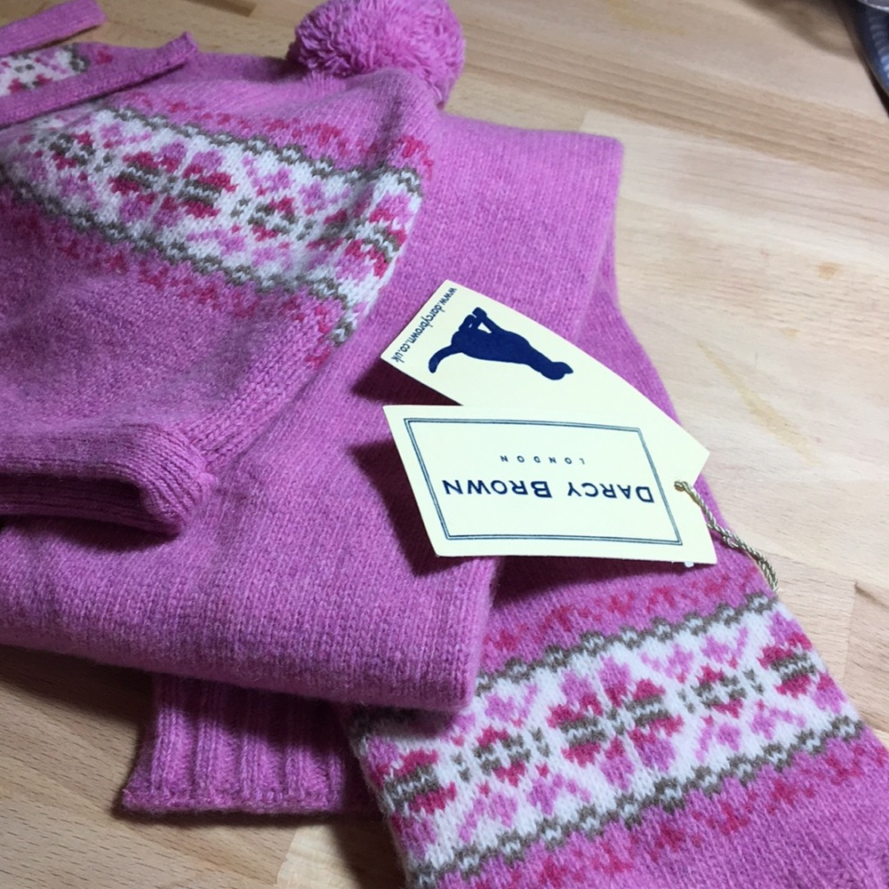 Darcy Brown Fairisle Hat & Scarf Set